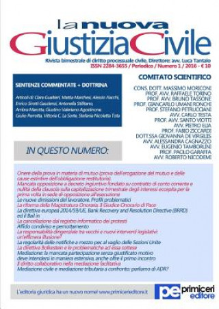 Carte La Nuova Giustizia Civile (Numero 1, Anno 2016) Luca Tantalo