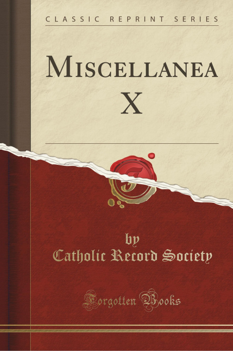 Książka Miscellanea X (Classic Reprint) Catholic Record Society