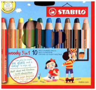 Joc / Jucărie Buntstift, Wasserfarbe & Wachsmalkreide - STABILO woody 3 in 1 - 10er Pack - mit 10 verschiedenen Farben 
