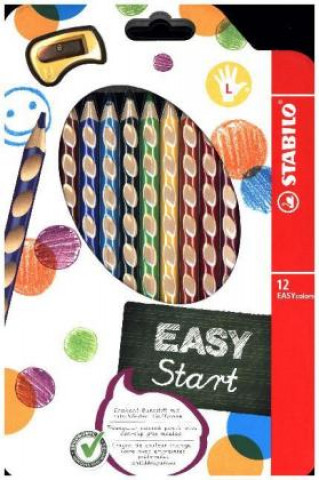Gra/Zabawka Ergonomischer Buntstift für Linkshänder - STABILO EASYcolors - 12er Pack mit Spitzer - mit 12 verschiedenen Farben 