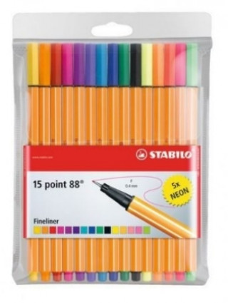 Játék Fineliner - STABILO point 88 - 15er Pack - mit 15 verschiedenen Farben inklusive 5 Neonfarben 