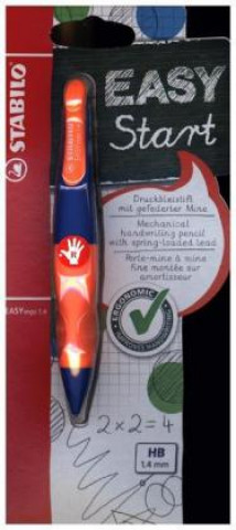 Game/Toy Ergonomischer Druck-Bleistift für Rechtshänder - STABILO EASYergo 1.4 in ultramarinblau/neonorange - Einzelstift - inklusive 3 dünner Minen - Härtegra 