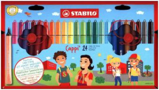 Gra/Zabawka Filzstift mit Kappenring - STABILO Cappi - 24er Pack - mit 24 verschiedenen Farben 