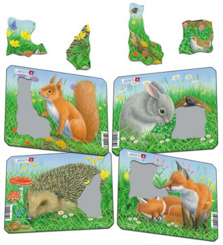 Igra/Igračka Puzzle MINI - Králík,veverka,ježek,liška/5 dílků (4 druhy) 
