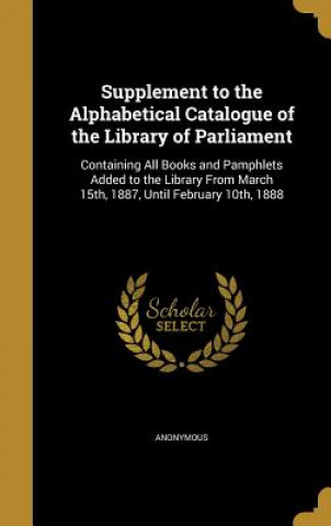 Kniha SUPPLEMENT TO THE ALPHABETICAL 