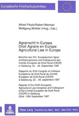 Könyv Agrarrecht in Europa / Droit Agraire en Europe / Agricultural Law in Europe Wolfgang Winkler