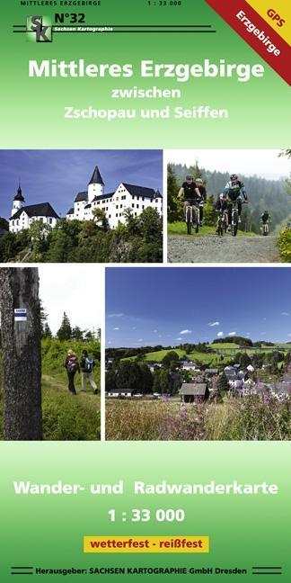 Tiskovina Mittleres Erzgebirge zwischen Zschopau und Seiffen 1 : 33 000 