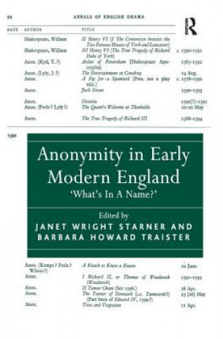 Kniha Anonymity in Early Modern England TRAISTER