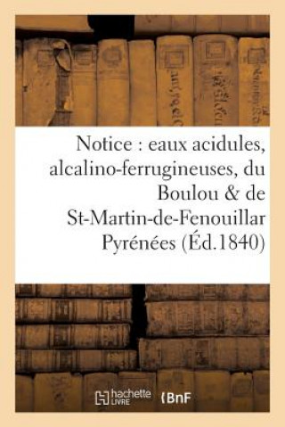 Kniha Notice: Eaux Acidules, Alcalino-Ferrugineuses, Du Boulou Et de St-Martin-De-Fenouillar Pyrenees ""