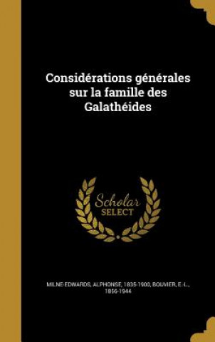 Könyv FRE-CONSIDERATIONS GENERALES S Alphonse 1835-1900 Milne-Edwards