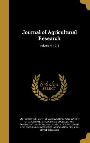 Knjiga JOURNAL OF AGRICULTURAL RESEAR United States Dept of Agriculture