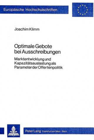 Kniha Optimale Gebote bei Ausschreibungen Joachim Klimm