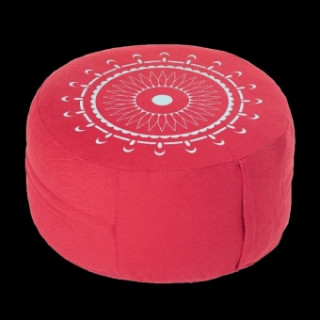 Carte Meditationskissen Rot mit "Mandala"-Stickerei in türkis 