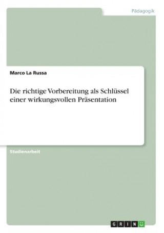 Kniha Die richtige Vorbereitung als Schlüssel einer wirkungsvollen Präsentation Marco La Russa