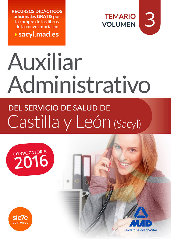 Książka Auxiliar Administrativo del Servicio de Salud de Castilla y León (SACYL). Temario, volumen 3 