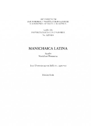 Knjiga Manichaica Latina Band 4 Markus Stein