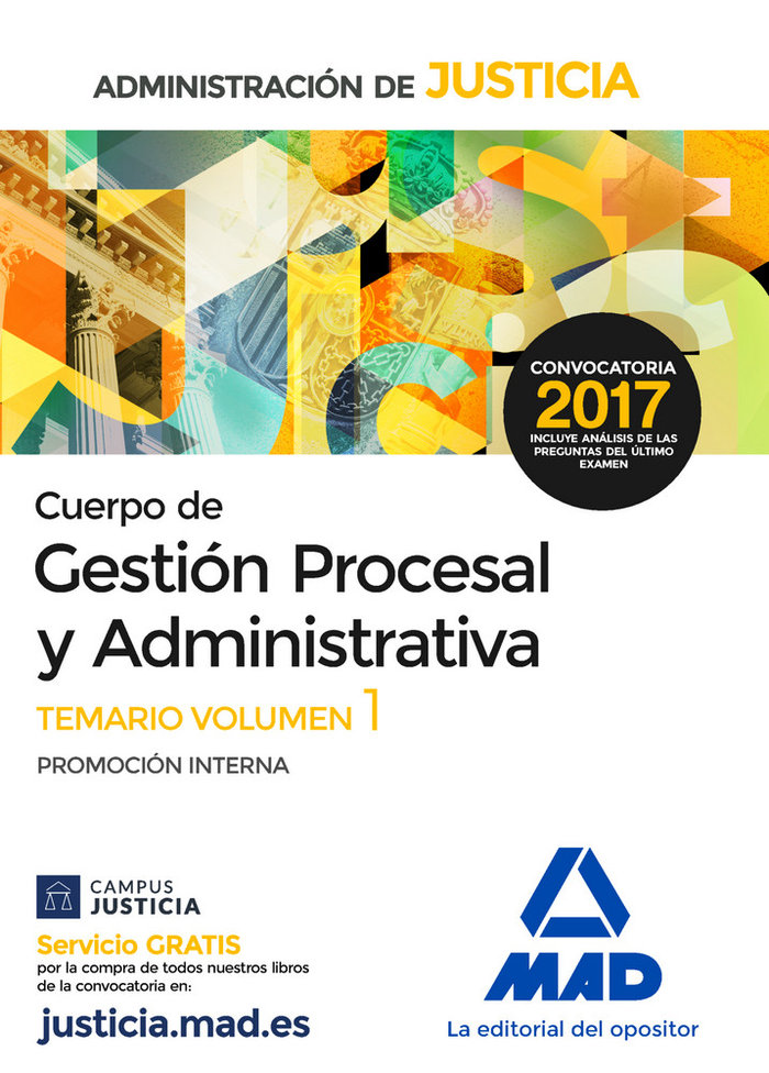 Livre Cuerpo de Gestión Procesal y Administrativa de la Administración de Justicia (Promoción Interna). Temario, volumen 1 