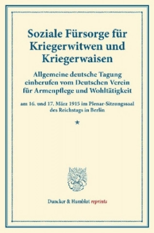 Kniha Soziale Fürsorge für Kriegerwitwen und Kriegerwaisen. 