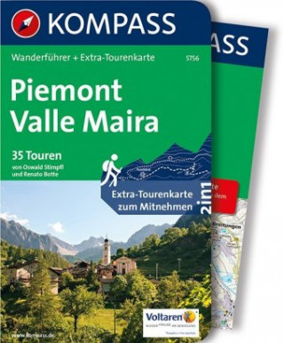 Carte KOMPASS Wanderführer Piemont, Valle Maira, 35 Touren Oswald Stimpfl