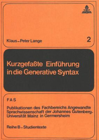 Kniha Kurzgefasste Einfuehrung in die generative Syntax Klaus-Peter Lange