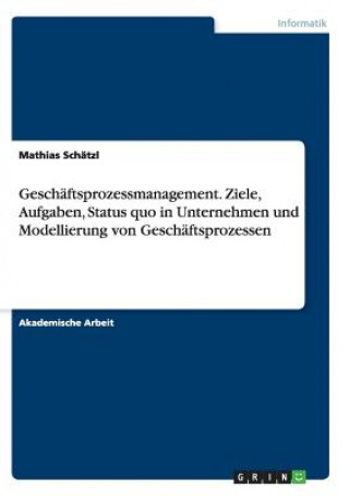 Kniha Geschaftsprozessmanagement. Ziele, Aufgaben, Status quo in Unternehmen und Modellierung von Geschaftsprozessen Mathias Schätzl