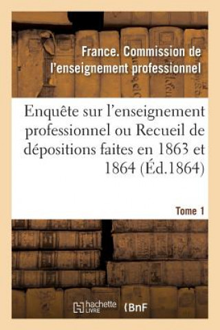 Carte Enquete Sur l'Enseignement Professionnel, Depositions Faites En 1863 Et 1864, Commission Tome 1 France Enseignement