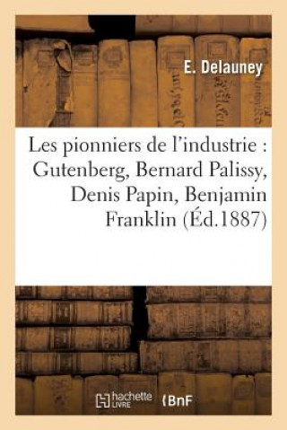 Carte Les Pionniers de l'Industrie: Gutenberg, Bernard Palissy, Denis Papin, Benjamin Franklin, Jacquard DELAUNEY-E