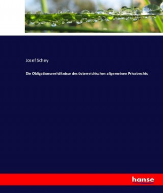 Book Obligationsverhaltnisse des oesterreichischen allgemeinen Privatrechts Josef Schey