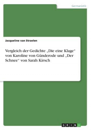 Kniha Vergleich der Gedichte "Die eine Klage" von Karoline von Günderode und "Der Schnee" von Sarah Kirsch Jacqueline van Straelen