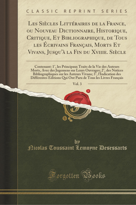 Книга LES SI CLES LITT RAIRES DE LA FRANCE, OU NICOLAS DESESSARTS