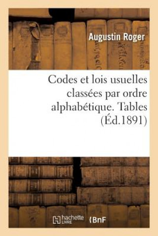 Carte Codes Et Lois Usuelles Classees Par Ordre Alphabetique. Tables ROGER-A