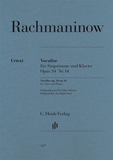 Carte Vocalise op. 34 no. 14 for Voice and Piano Sergej Rachmaninow