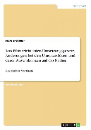 Könyv Bilanzrichtlinien-Umsetzungsgesetz. AEnderungen bei den Umsatzerloesen und deren Auswirkungen auf das Rating Marc Breckner