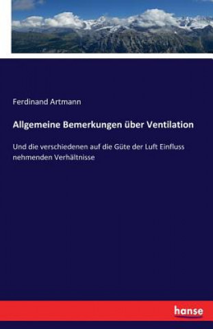 Książka Allgemeine Bemerkungen uber Ventilation Ferdinand Artmann