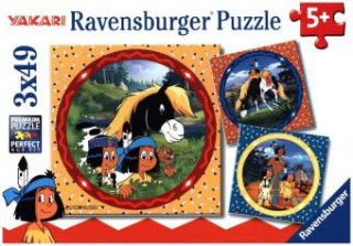 Gra/Zabawka Yakari, der tapfere Indianer 3 x 49 Teile Puzzle 