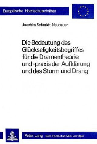 Kniha Die Bedeutung des Glueckseligkeitsbegriffes fuer die Dramentheorie und -praxis der Aufklaerung und des Sturm und Drang Joachim Schmidt-Neubauer