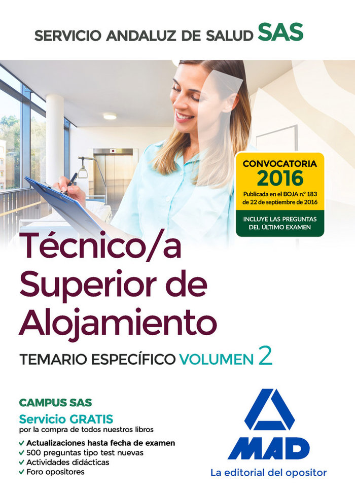 Kniha Técnico/a Superior de Alojamiento del Servicio Andaluz de Salud. Temario específico volumen 2 