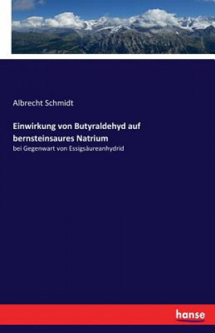Kniha Einwirkung von Butyraldehyd auf bernsteinsaures Natrium Albrecht Schmidt