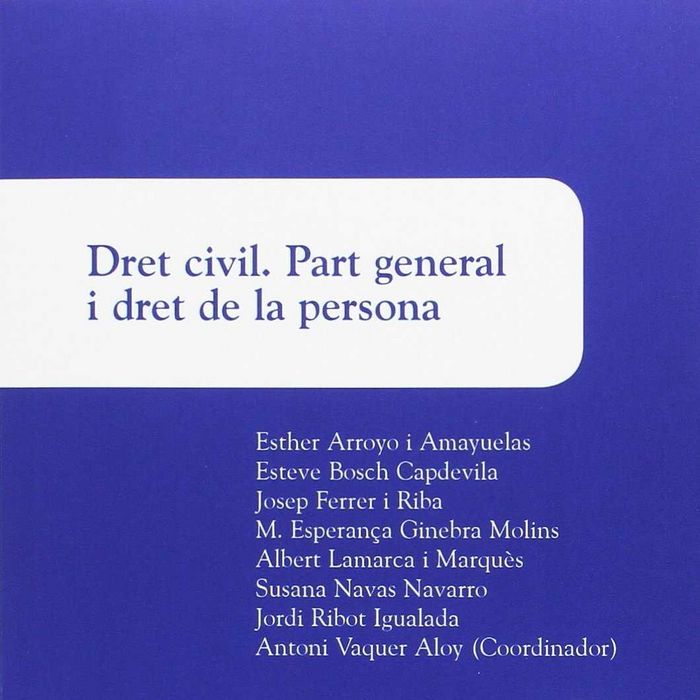 Könyv Dret civil. Part general i dret de la persona 