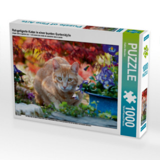 Hra/Hračka Rot-getigerte Katze in einer bunten Gartenidylle (Puzzle) Katho Menden