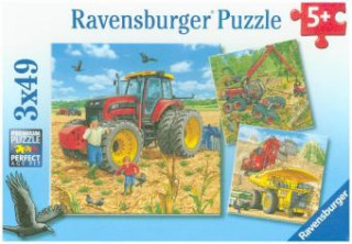 Joc / Jucărie Ravensburger Kinderpuzzle - 08012 Große Maschinen - Puzzle für Kinder ab 5 Jahren, Puzzle mit 3x49 Teilen 