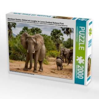 Hra/Hračka Abenteuer Sambia: Elefant mit Jungtier im Lower Zambezi National Park (Puzzle) Carsten Krüger