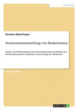 Kniha Teamzusammenstellung von Baukolonnen Christian Metz-Pieper