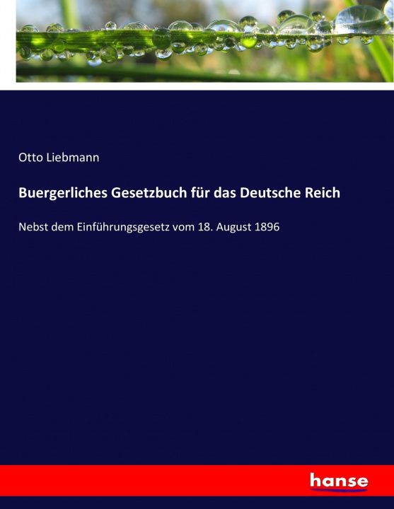 Carte Buergerliches Gesetzbuch für das Deutsche Reich Otto Liebmann