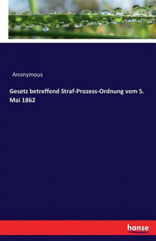 Könyv Gesetz betreffend Straf-Prozess-Ordnung vom 5. Mai 1862 Anonymous