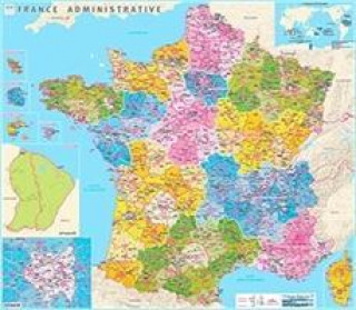 Nyomtatványok France counties and districts wall map laminated 