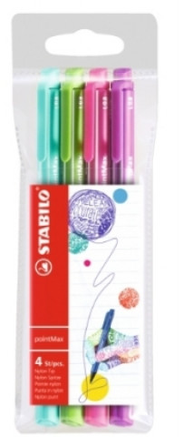Játék Filzschreiber - STABILO pointMax - 4er Pack - Designfarben - eisgrün, hellgrün, rosarot, lila 