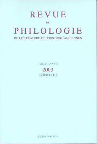 Kniha REVUE DE PHILOLOGIE DE LITTERA 