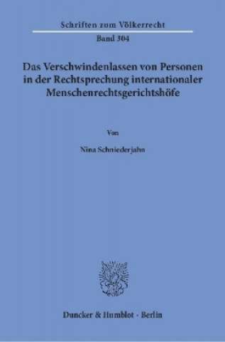 Kniha DAS VERSCHWINDENLASSEN VON PER Nina Schniederjahn