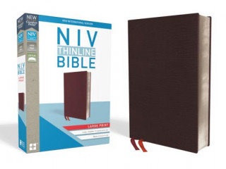 Książka NIV, Thinline Bible, Large Print, Bonded Leather, Burgundy, Indexed, Red Letter Edition Zondervan